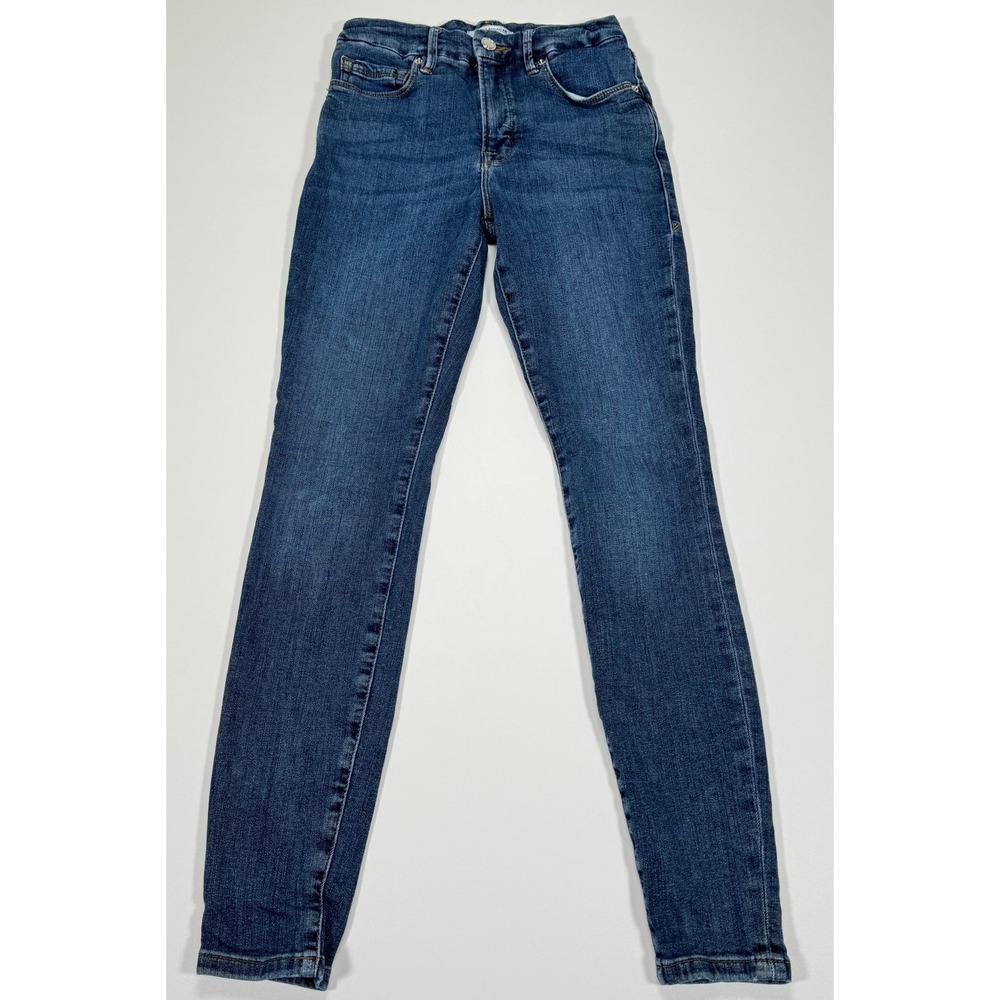 Good American Good Legs Skinny Jeans Womens 2 26 24x28 Blue Distressed Mid Rise